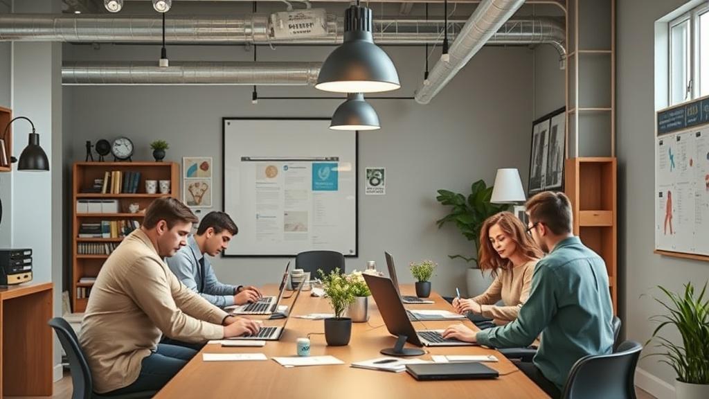 A photo of a working advertising agency.фото