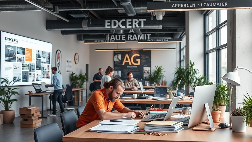 A photo of a working advertising agency.фото